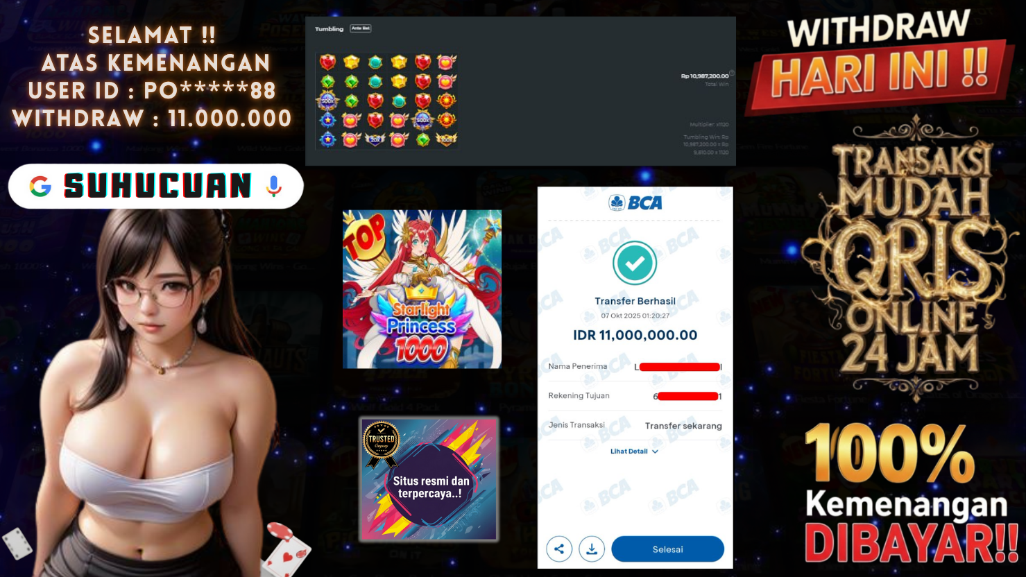 SUHUCUAN JACKPOT SLOT STARLIGHT PRINCESS 1000